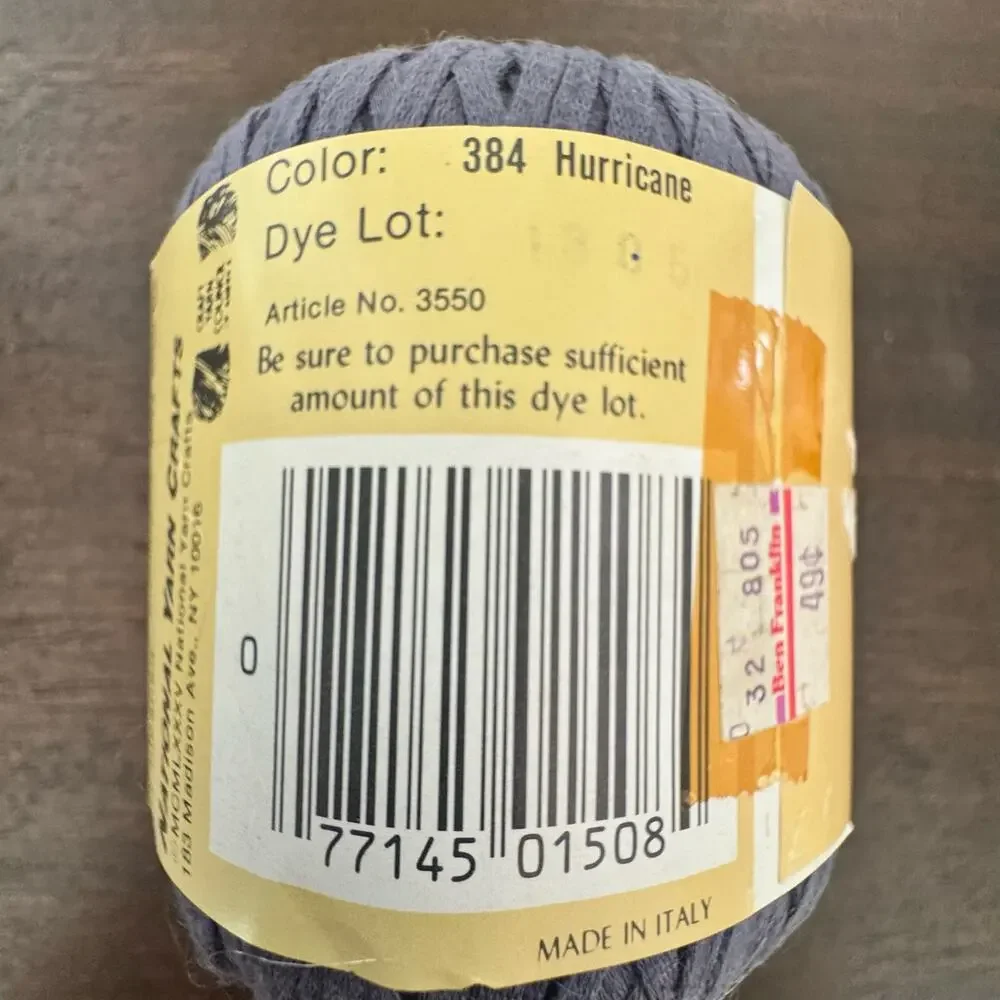 VTG Craft Yarn 1985 3 Rolls Purple 2 Blue Mothproof Made Italy 50 Grams Cotton